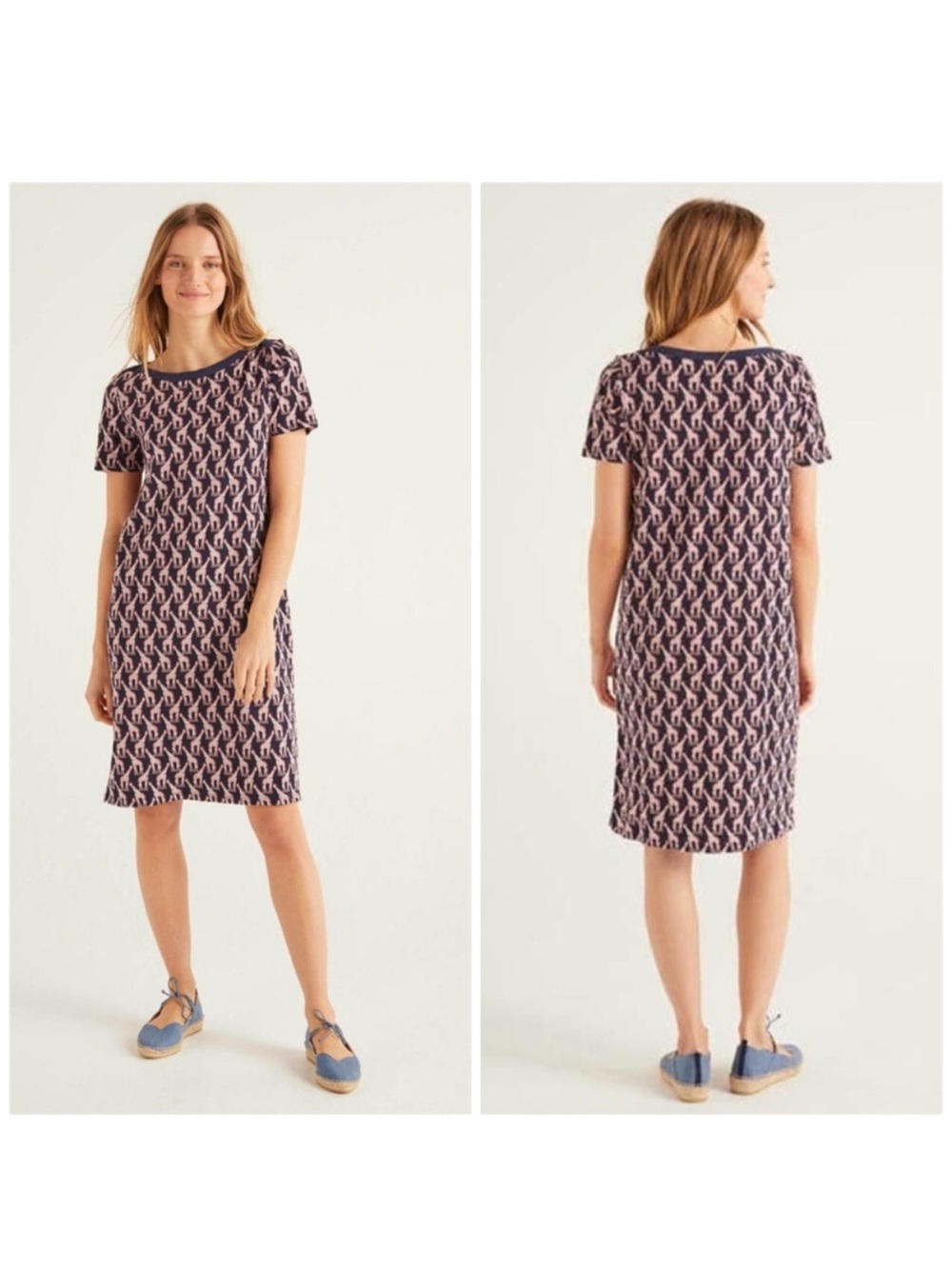 Boden Short-Sleeve Tshirt Dress Giraffe Print Size 4R